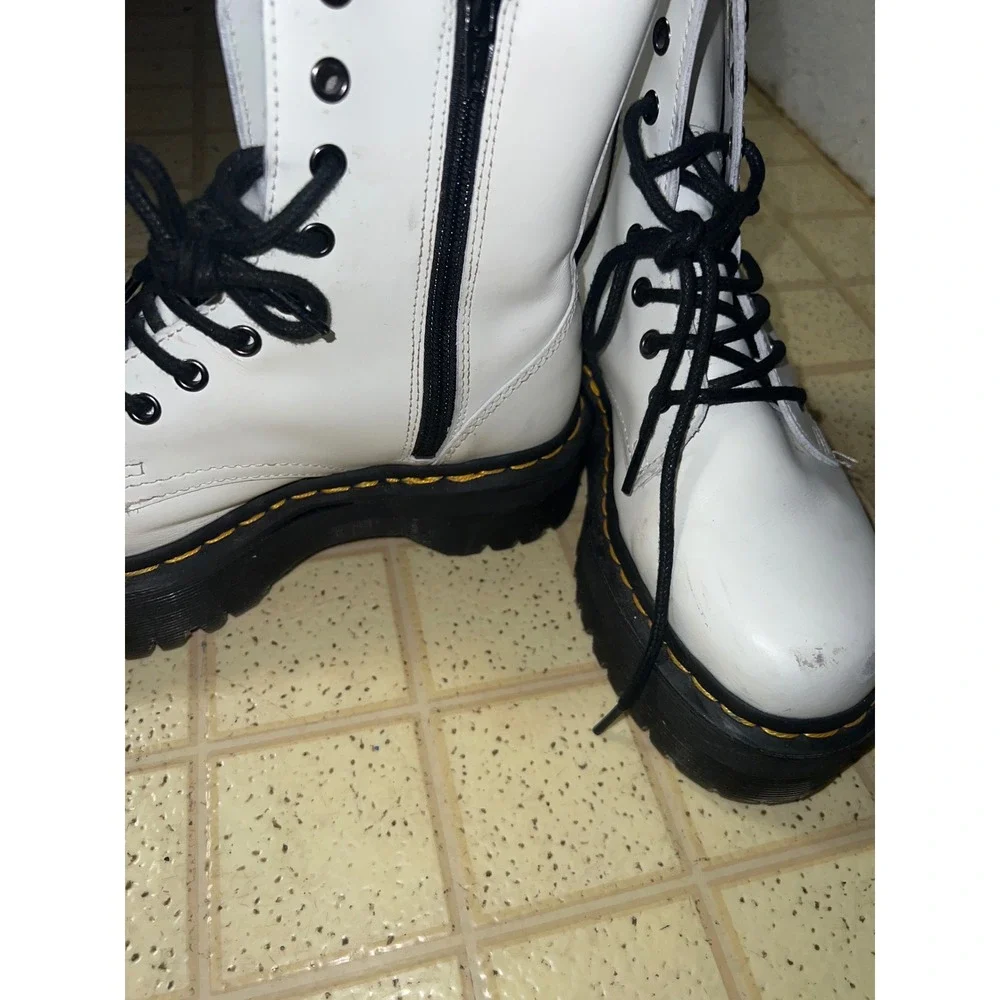 Doc Dr Martens Jadon Womens Size 6 Lace Up Side Zip Platform‎ Boots White